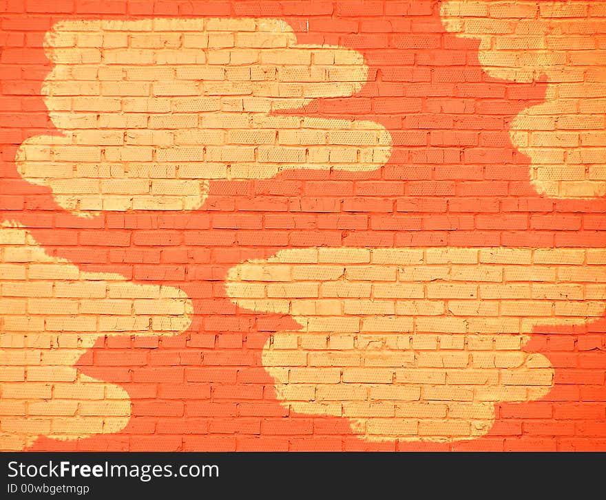 Brickwork background with yellow spots. Brickwork background with yellow spots