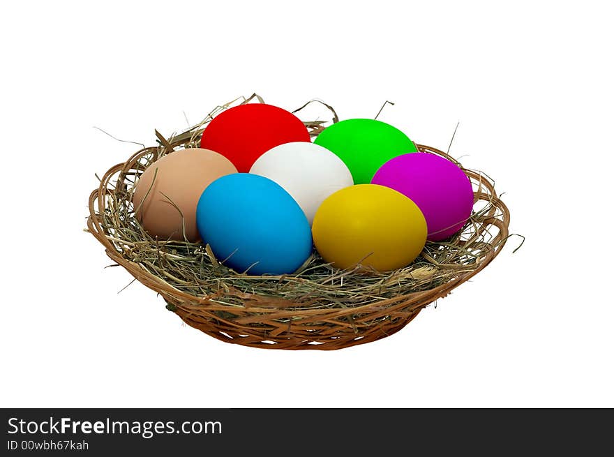 Eggs easter isolated horizontal basket. Eggs easter isolated horizontal basket