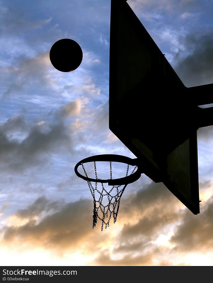 Basketball game under the blue sky