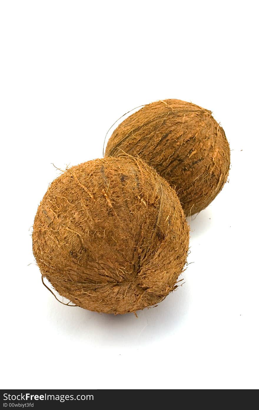 Two coconuts isolayed on white