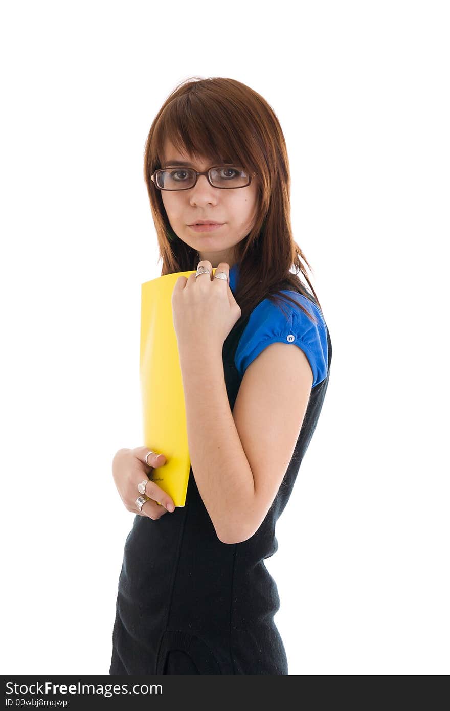 The young secretary isolated on a white