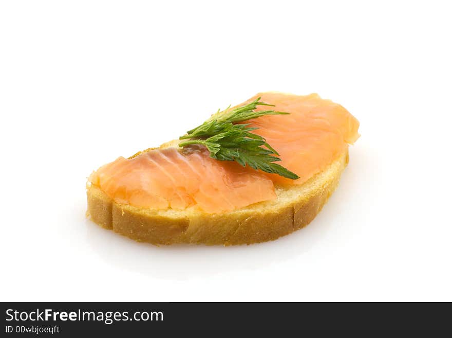 Sandwich With Smoked Salmon, Isolated