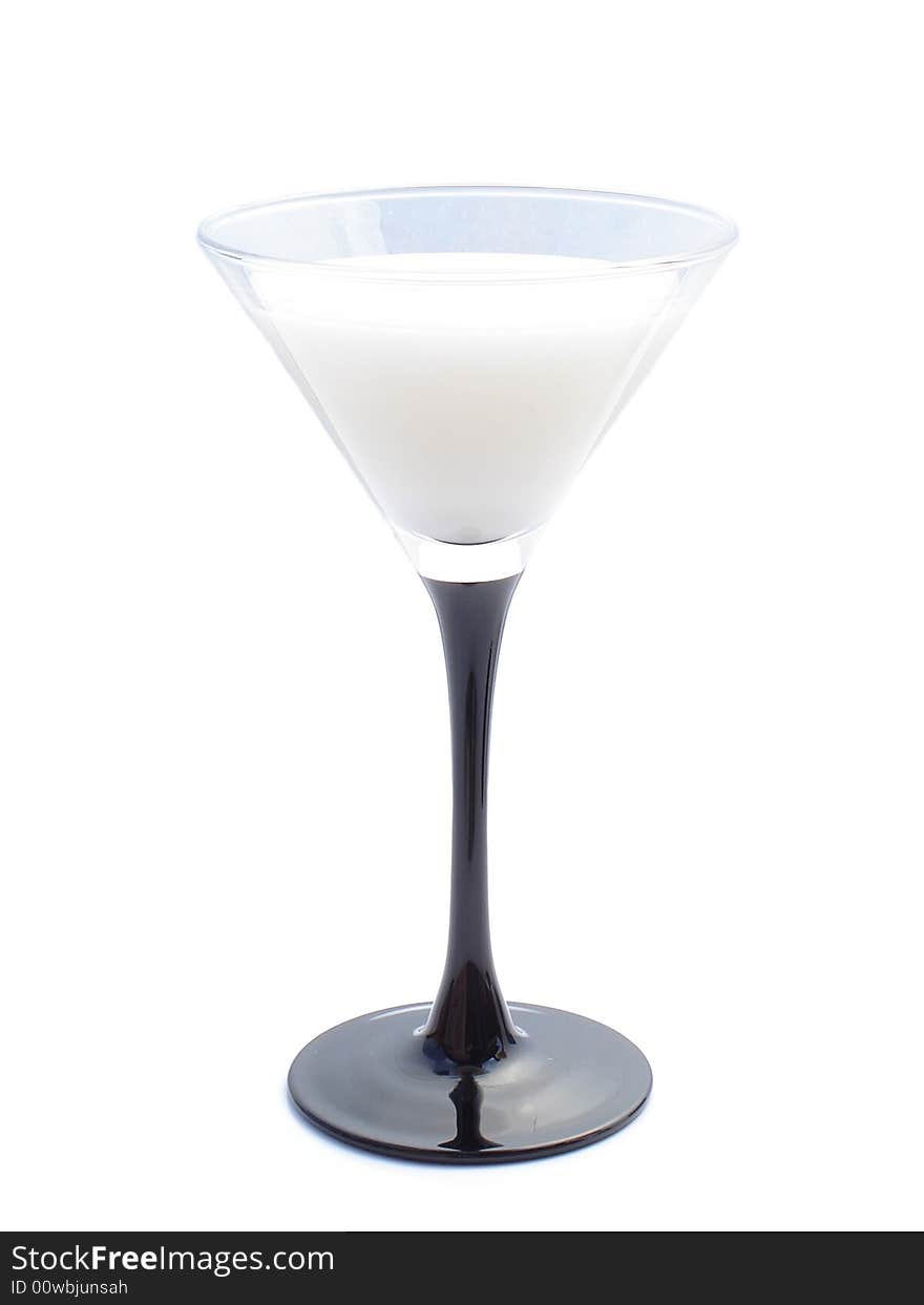 Coconut liqueur in a martini glass.