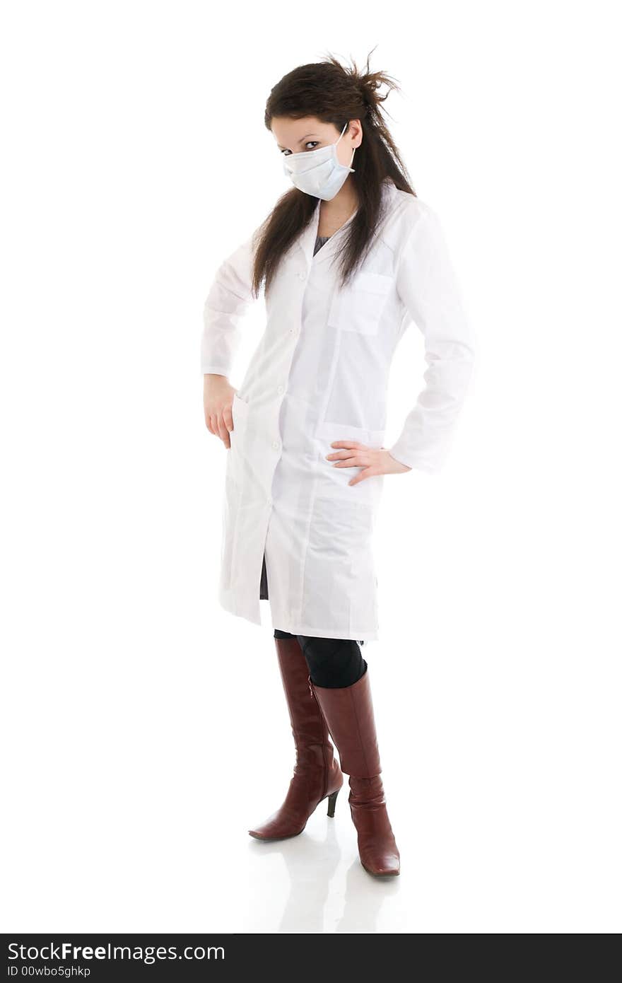 The young attractive nurse isolated on a white background