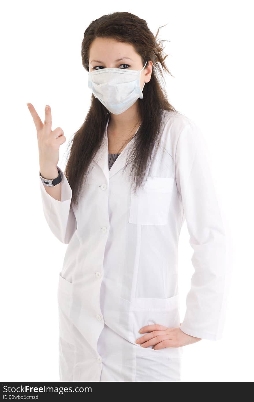 The young attractive nurse isolated on a white background