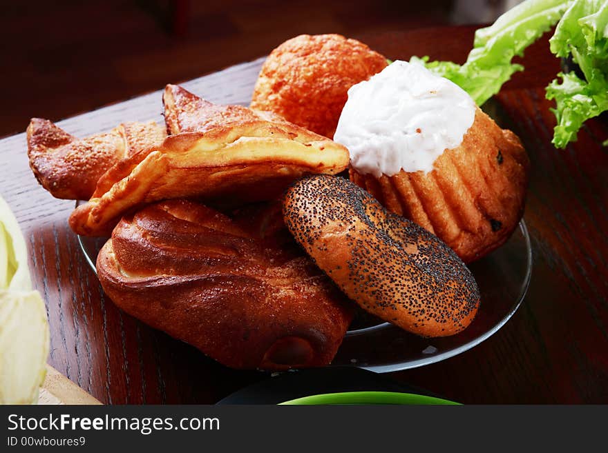 Bakery foodstuffs. Shot in a studio. Bakery foodstuffs. Shot in a studio.