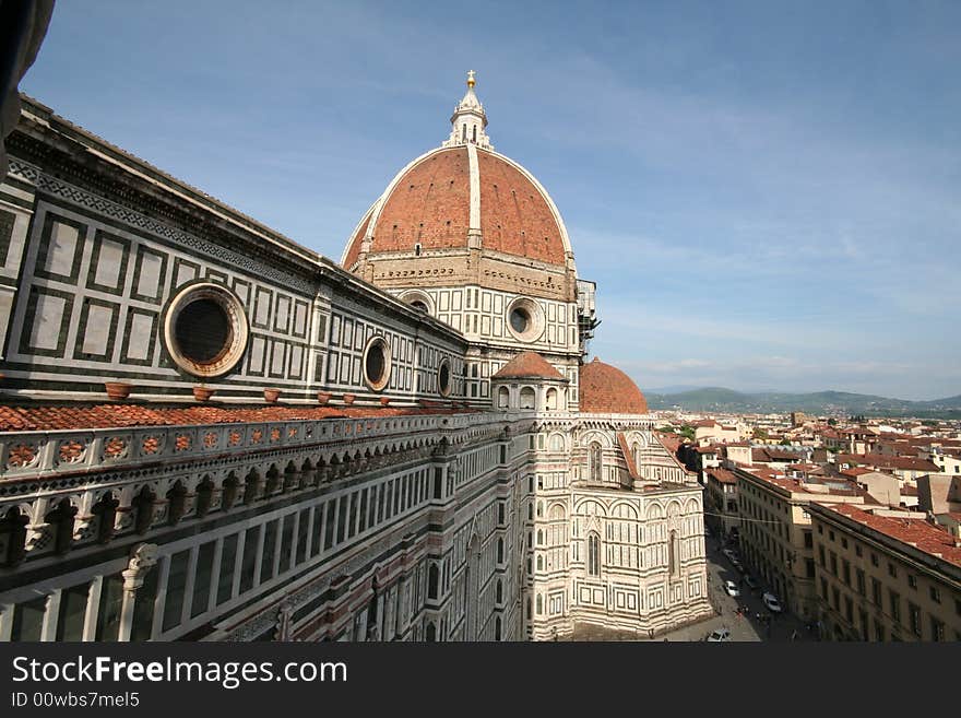 Giotto Tower's view of DUOMO in Florence Italy