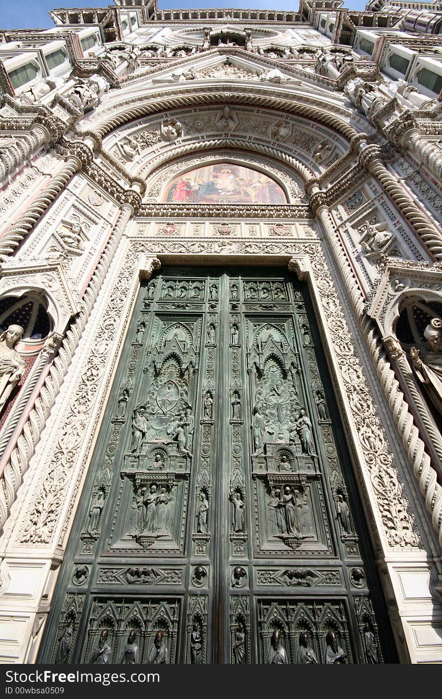 Duomo (Santa Maria del Fiore) Detail from one entrance. Duomo (Santa Maria del Fiore) Detail from one entrance