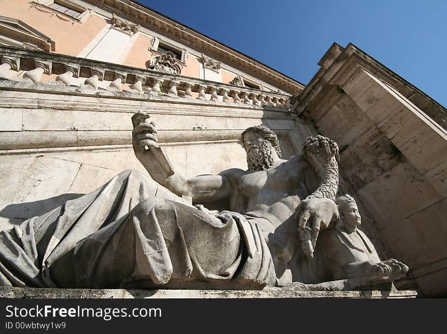 Piazza del Campidoglio statue in Rome Italy