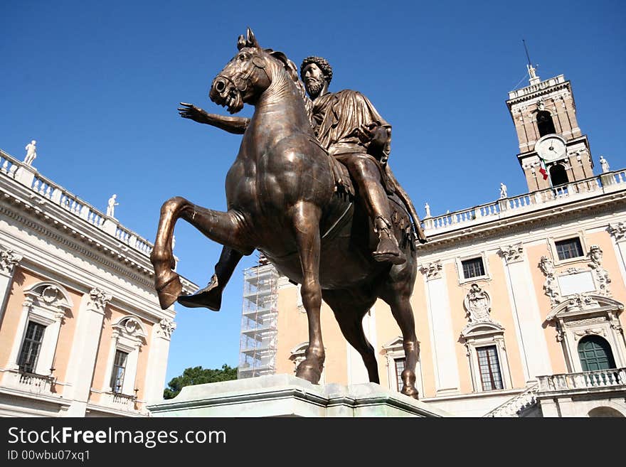 Equestrian Statue of Marcus Aurelius at Piazza del Campidoglio, Rome, Italy