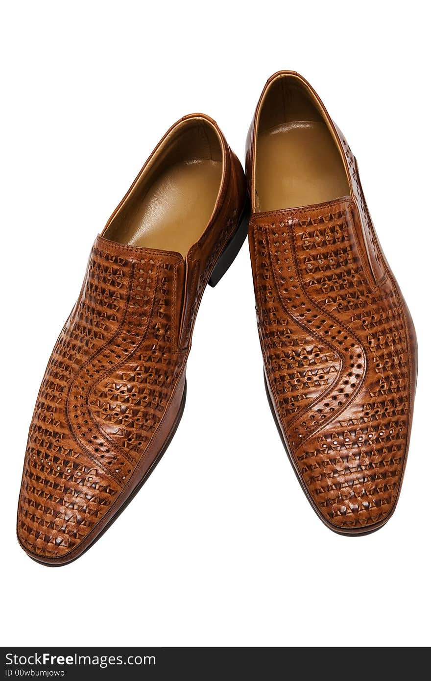 Brown low shoes on a white background