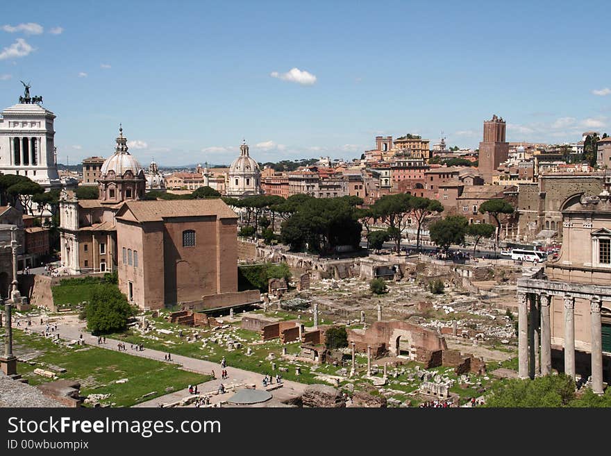 Roman Forum ruins in Rome, Italy