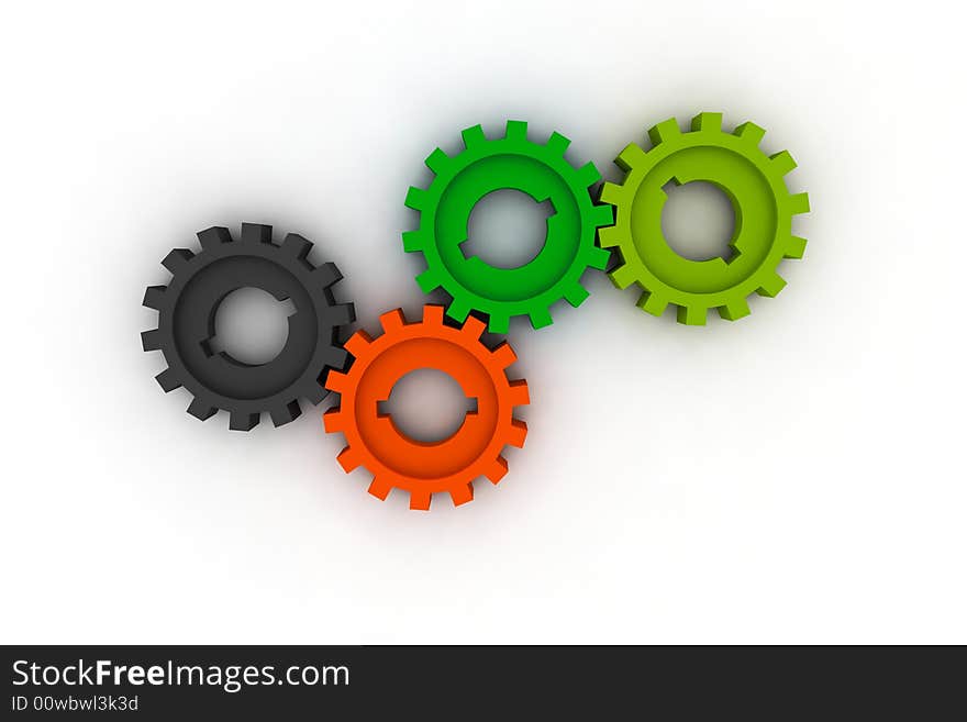 Isolated cogwheels - business network - illustration