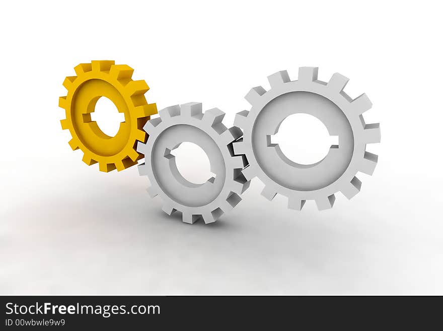 Isolated cogwheels - business network - illustration