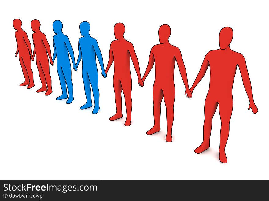 3d people - outsiders - isolated illustration - team