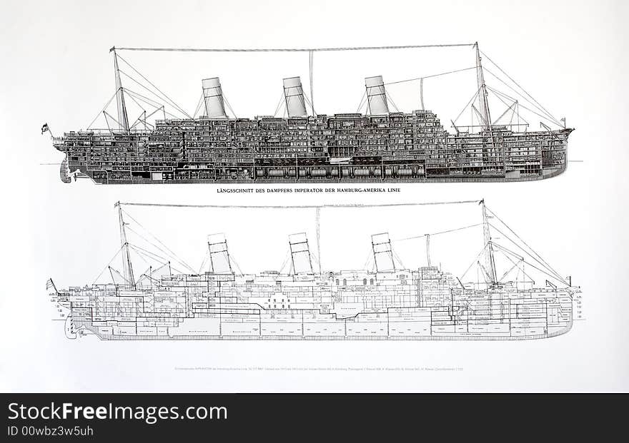 Plan of an steamship