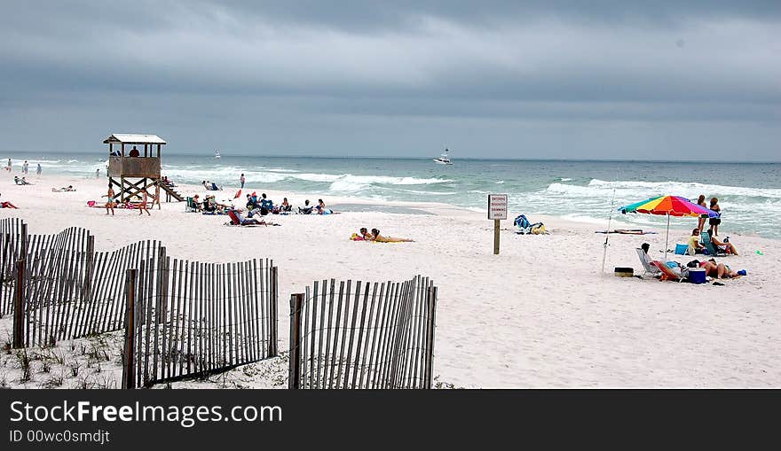 Photographed cloudy beach day on the gulf of mexico florida