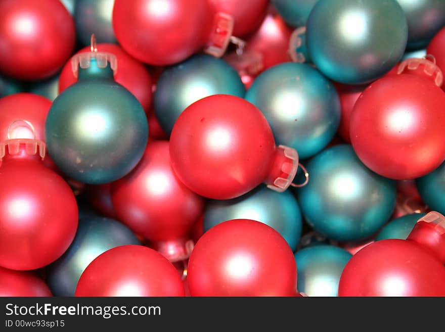 Pink and blue glass Christmas tree ornaments. Pink and blue glass Christmas tree ornaments