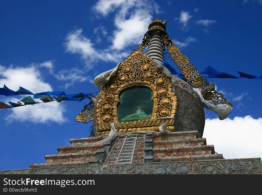 One of buddha pagoda in one island of Lugu lake, Ninglang county, Yunnan province, China. One of buddha pagoda in one island of Lugu lake, Ninglang county, Yunnan province, China.