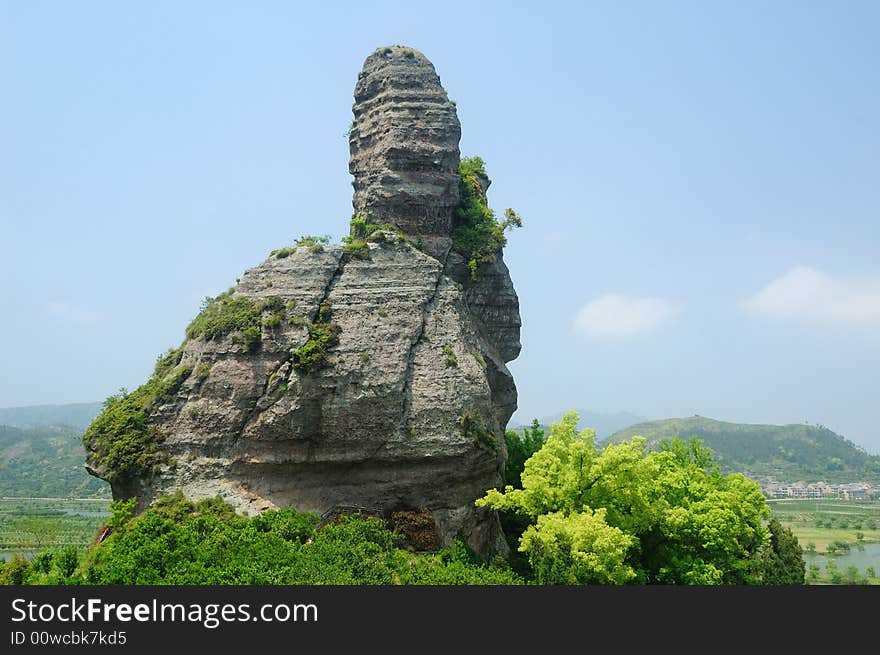 Volcanic sedimentary rock in the Linhai Geological Park,Zhejiang Province of China.