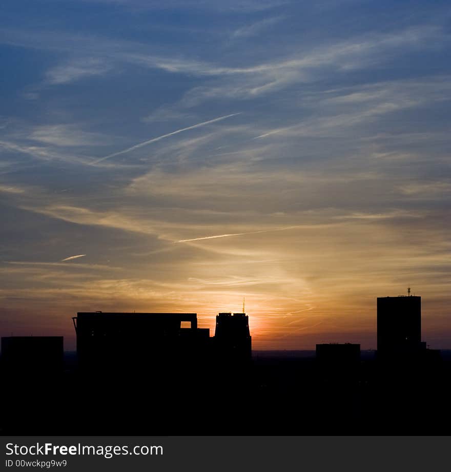 Sunset Behind Building