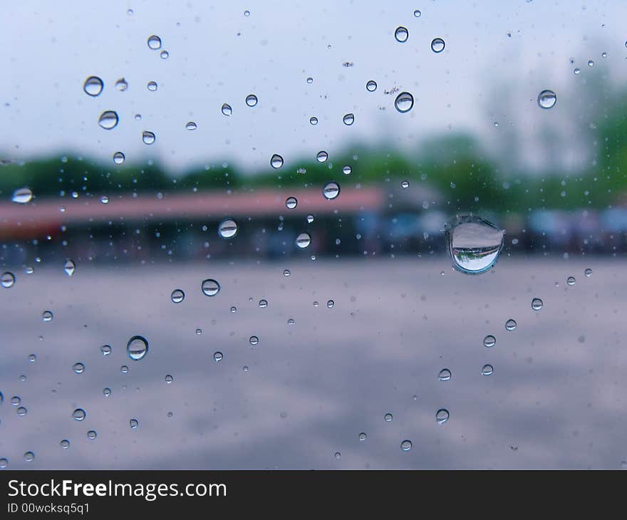 Rain Drops On Glass