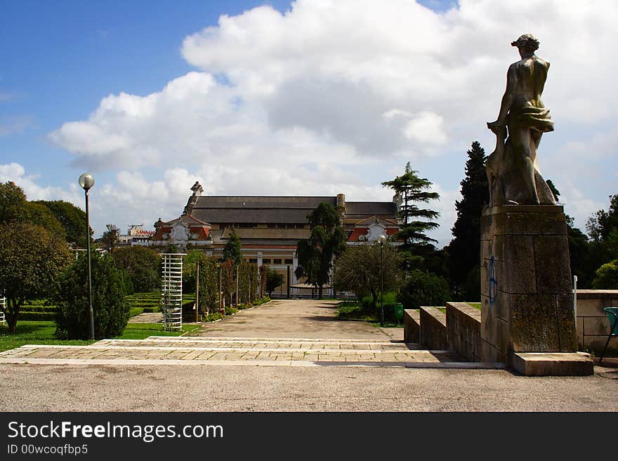 A temple in a quiet parkland setting