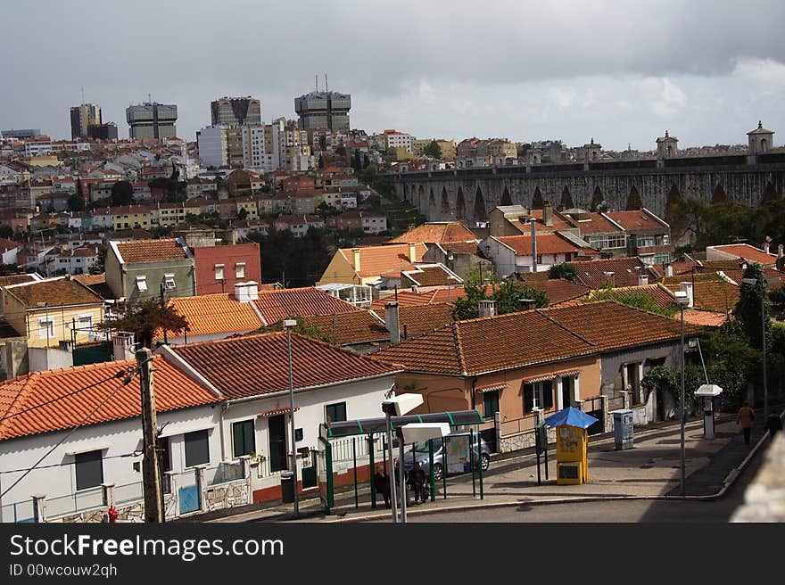 A city suburb scene in Lisbon, Portugal