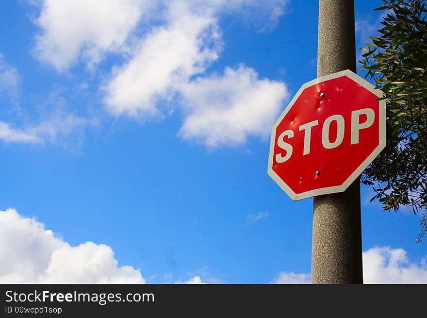 A stop road sign in Lisbon, Portugal