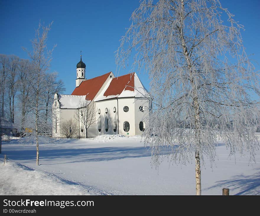 Church in winter in Germany