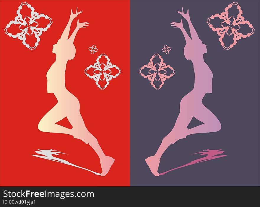 Some  silhouettes of girls of gymnasts. Some  silhouettes of girls of gymnasts.