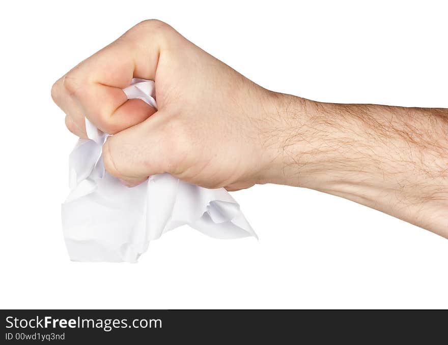 Hand Crumpling Sheet Of Paper