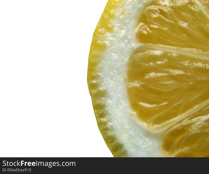 Half of lemon in white background