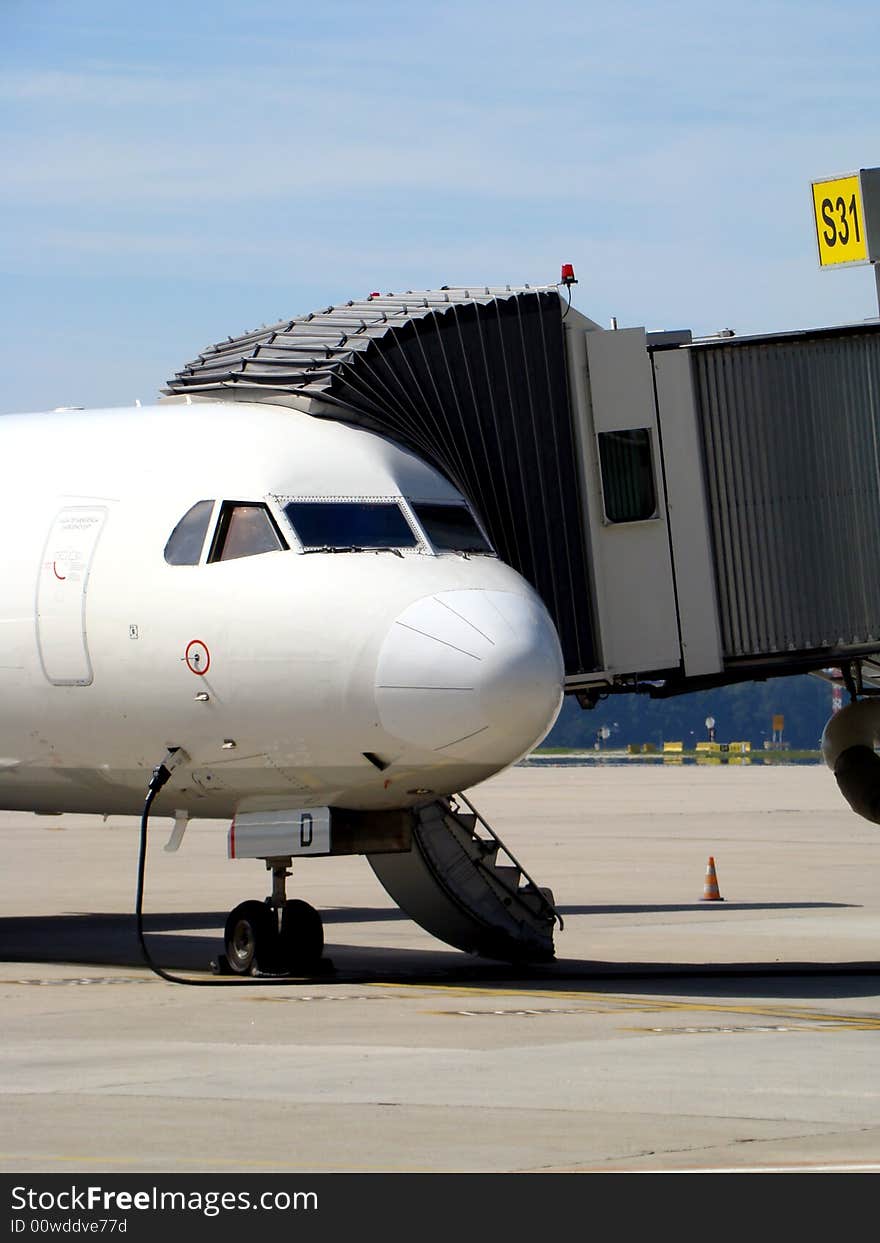 Airplane ready to load passengers and takeoff. Airplane ready to load passengers and takeoff