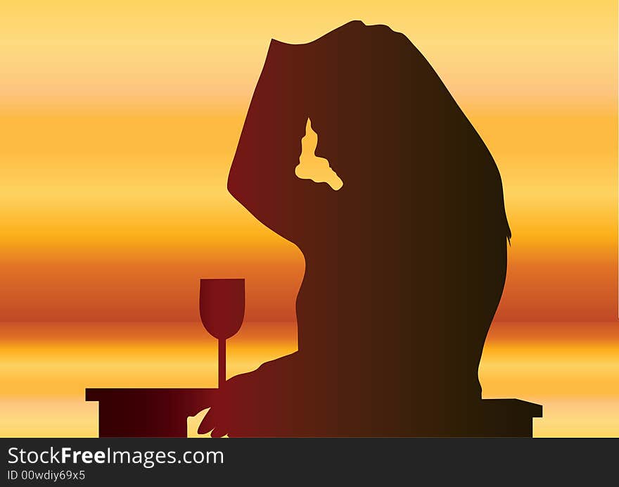 Beautiful woman with glass wine