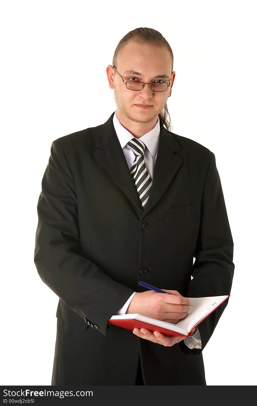 Businessman in glasses planning his day