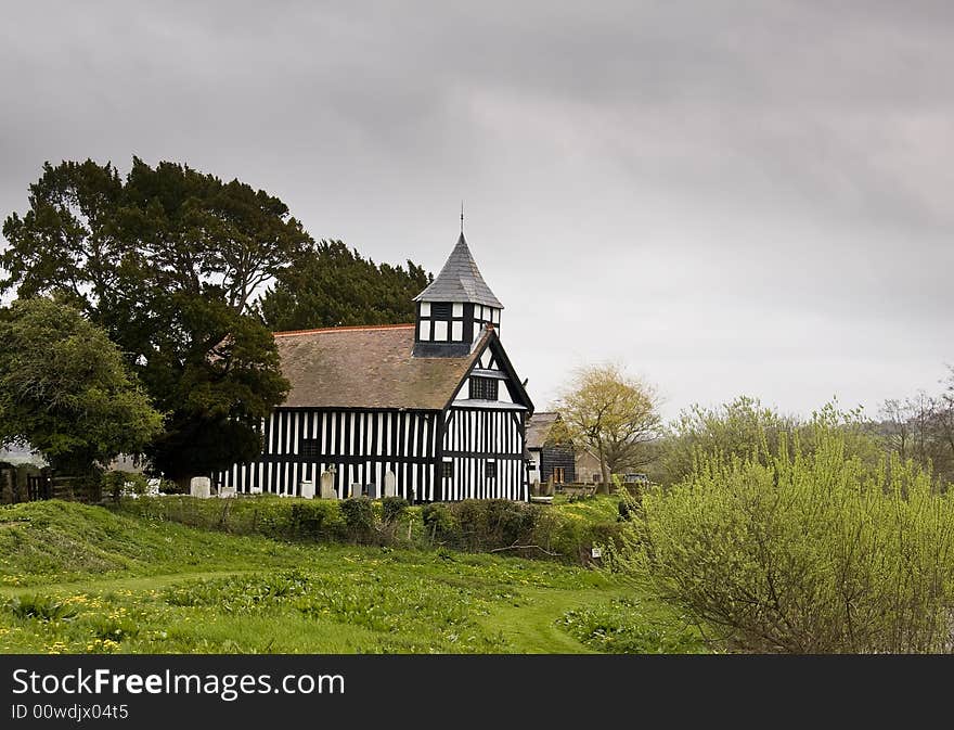 Melverley Church on stormy day