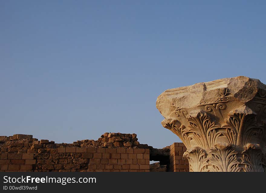 Ruins of an ancient Caesaria, city - a residence of Pontius Pilate, the procurator of Judea. Ruins of an ancient Caesaria, city - a residence of Pontius Pilate, the procurator of Judea