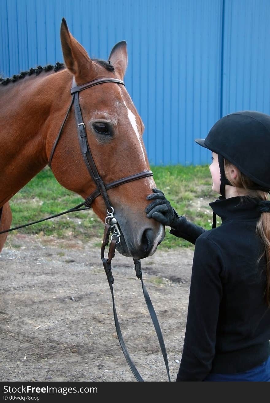 Teenager and her horse near Calgary, Alberta. Teenager and her horse near Calgary, Alberta