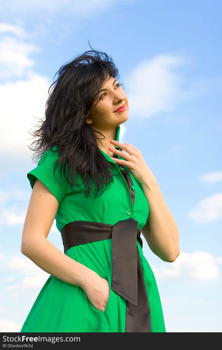 Woman in sky background