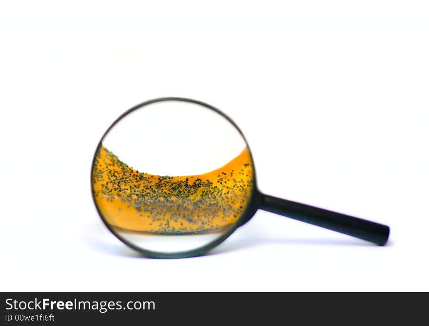 Looking glass and cookies with shadow isolated on white