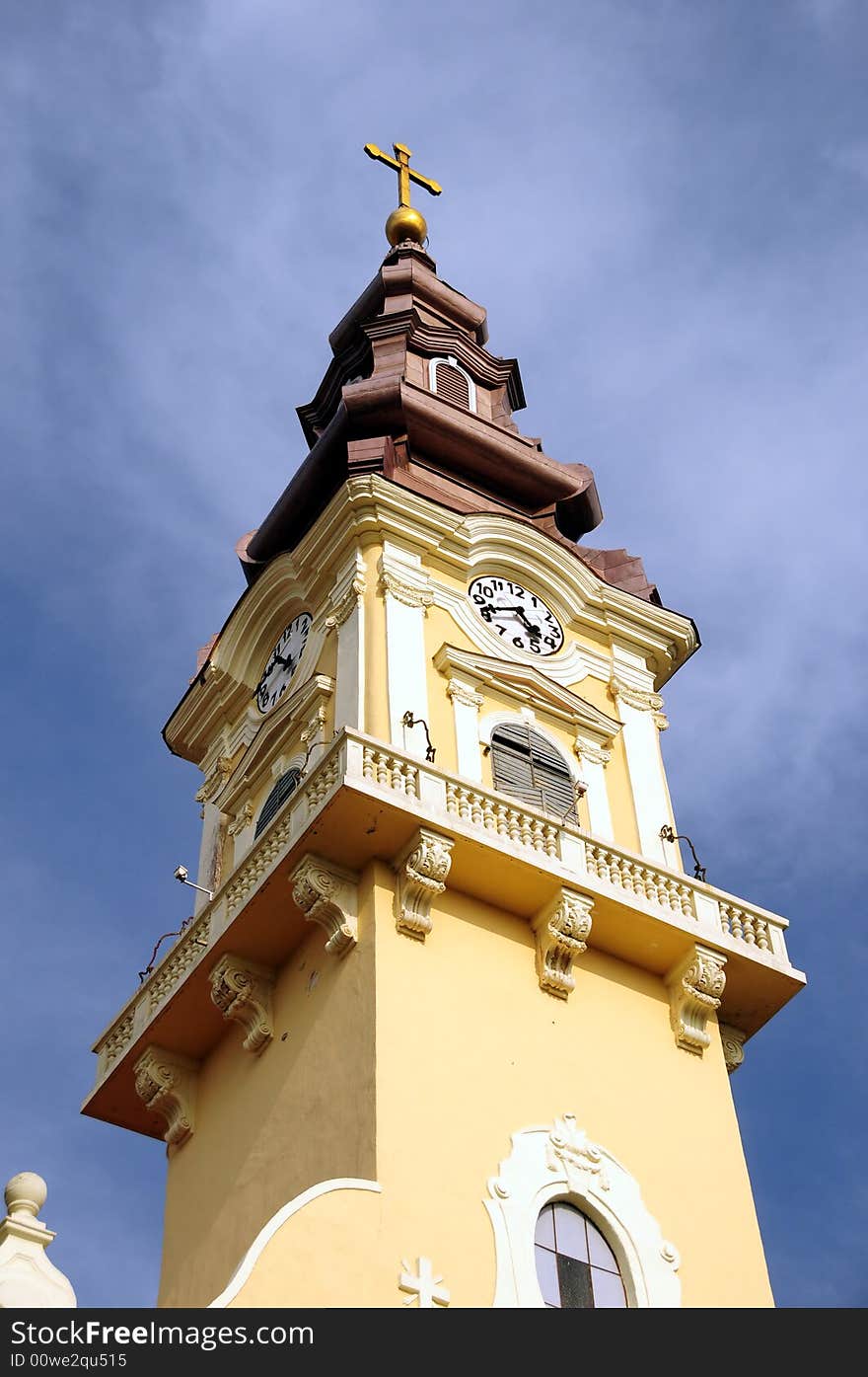 A view with an old catholic church in Serbia