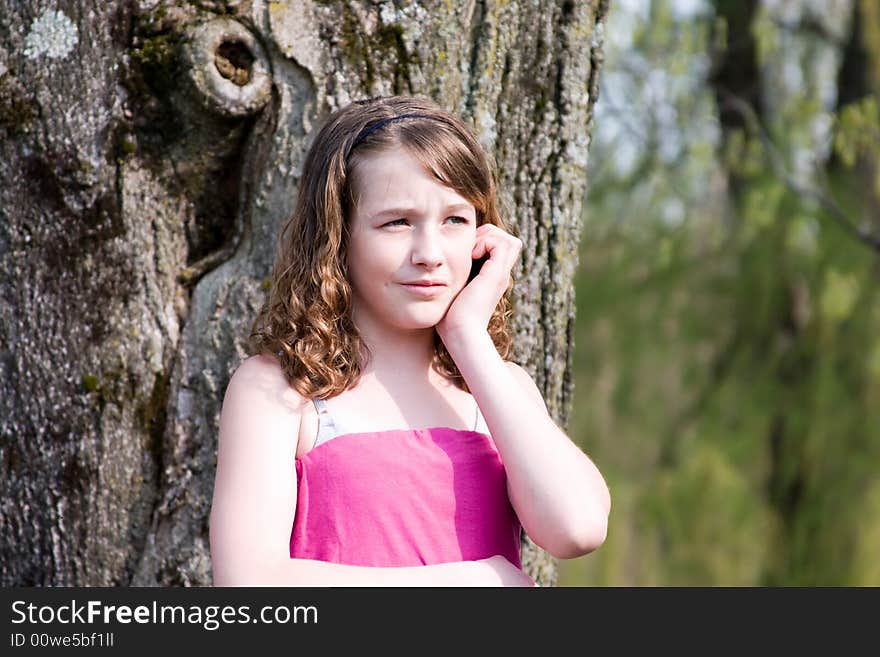 A girl puzzled about something