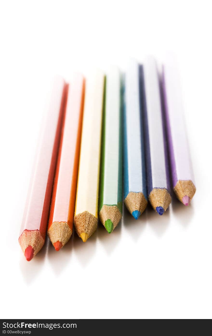 Rainbow from seven colour pencils