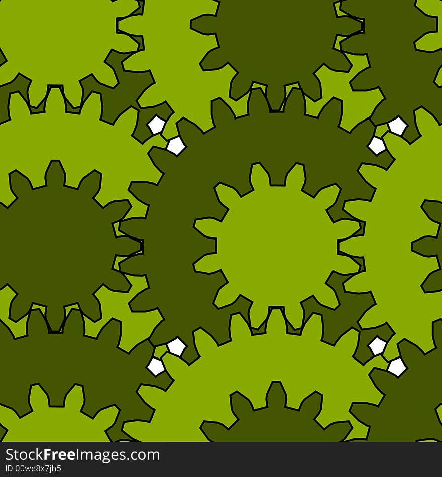 Seamless green gear and pinion meshing pattern. Seamless green gear and pinion meshing pattern