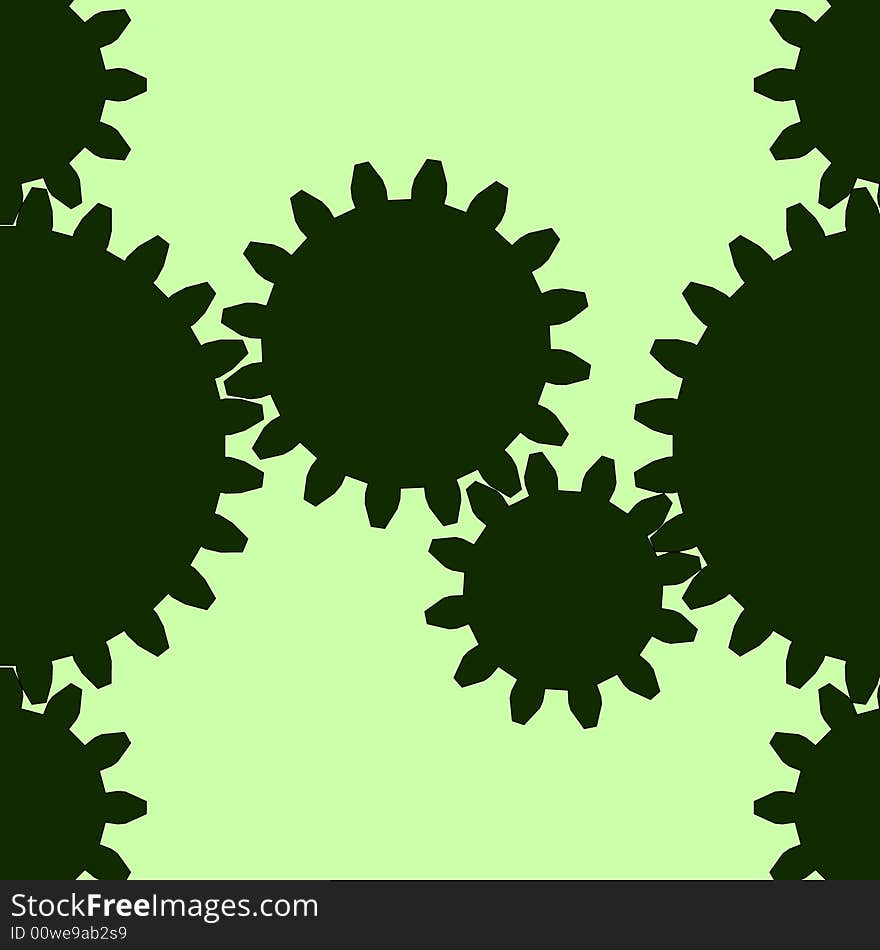 Seamless green gear  and pinion meshing pattern. Seamless green gear  and pinion meshing pattern