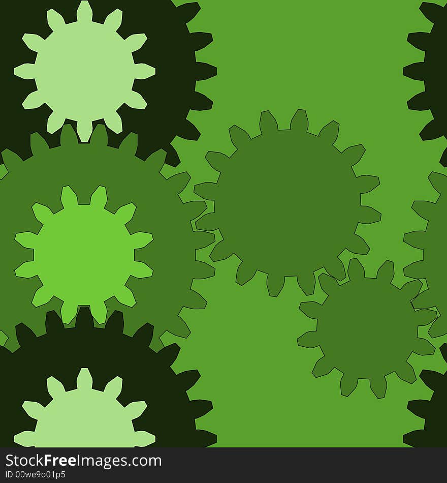 Seamless green gear and pinion meshing pattern. Seamless green gear and pinion meshing pattern