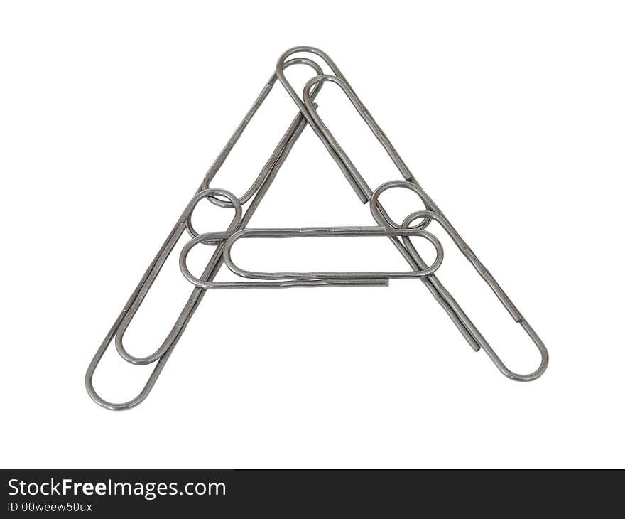 Close up paper clip isolated on white