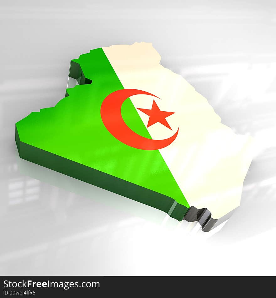 3d Flag Map Of Algeria