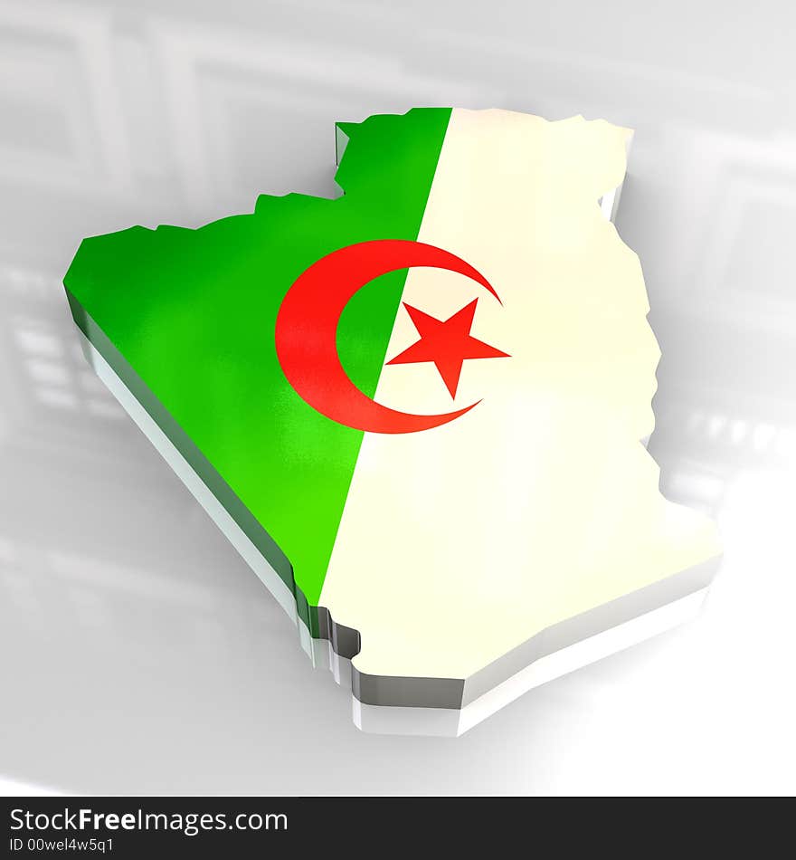 3d flag map of algeria